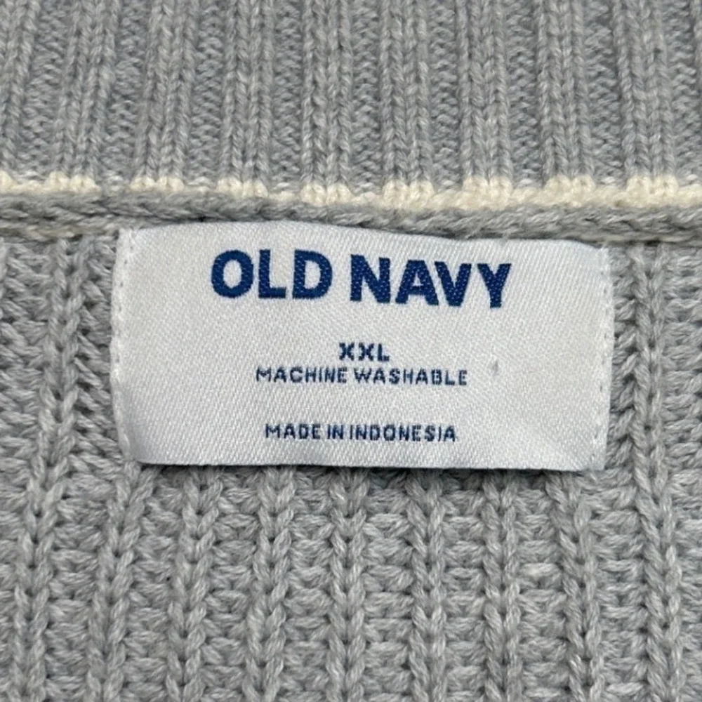 Old Navy Womens Grey Knit Cotton Cardigan Sweater Size XXL Tennis Varsity Preppy - Picture 4 of 8